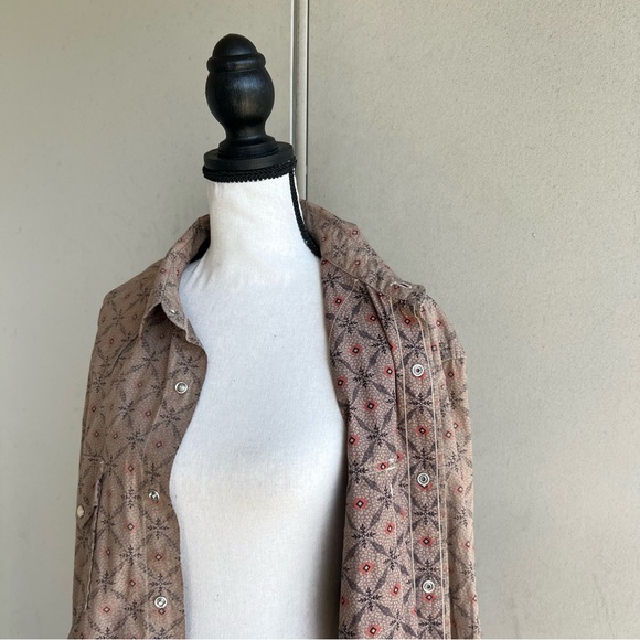Vintage Lucky Brand Western Brown Button Up Shirt Patterned Large Rick Grimes - Picture 7 of 15